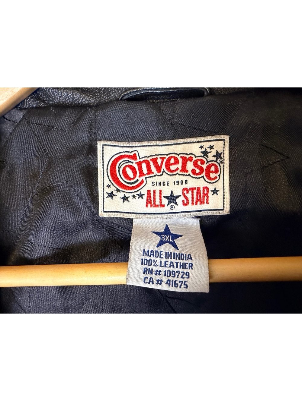 Converse All Star Black Leather Jacket Style 1908 Men's Size - Picture 6 of 6